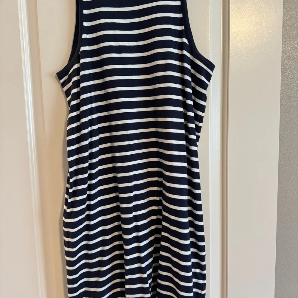 J. Crew Knit Cutaway Mini Dress in Navy/White Stripe - size L
